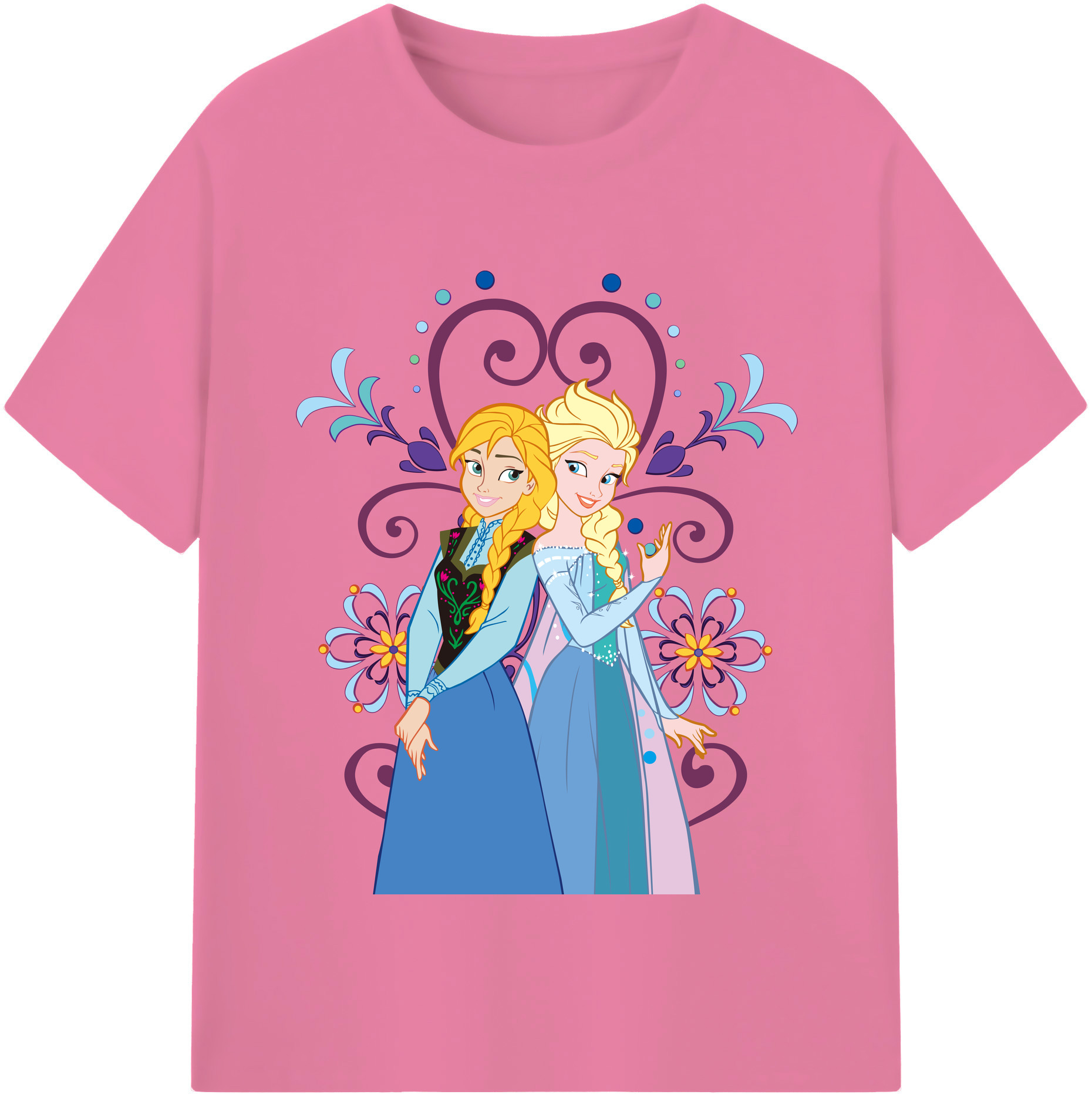 （画像用） アナと雪の女王 アンナ エルサ Frozen Anna Elsa 綿100％半袖Tシャツ（フロントプリント）